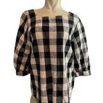Time & Tru Black/White Shepherd Check Blouse Size M Photo 0