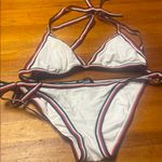 Tommy Hilfiger White Bikini with Red and Black Stripes Photo 0