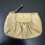 Coach Metallic Gold Leather Horse Carriage Logo Small Coin Purse Wallet Photo 1