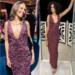 House Of CB  ‘Carena’ Merlot Plunge Floral Appliqué Maxi Dress‎ NWOT size XS Photo 13