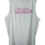 Torrid  Barbie Logo Pink Glitter White Sleeveless Tank Top Plus Size 4X Relaxed Photo 0