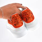 Alexander McQueen NEW Oversized Sneakers Sequin Beads White Red Leather Size 37 Photo 6