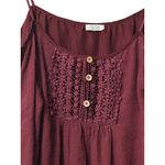 Tobi  M Cold Shoulder Lace Trim Blouse Maroon Flare Sleeve Boho Coquette Romantic Photo 9