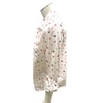 Christopher & Banks  Petite Medium White Button Up Shirt Pink Red Heart Print Top Photo 4