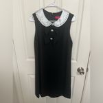 Betsey Johnson Betsy Johnson Rhinestone and Pearl Peter Pan Collar Black sleeveless Shift Dress Photo 1