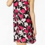 Vince Camuto Sleeveless Chiffon Float Dress X-Small Black Pink Floral V-Neck Photo 1
