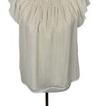 Moodie Blouse Small Off White Short Sleeve Ruffle Detail Vintage Look Photo 2