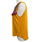 Hannah Size Large Mustard Yellow Sleeveless Tassel Boho Top Photo 5