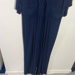 Jessica Howard Plus Size Navy Surplice Ruched Jersey Jumpsuit in 2X Photo 3