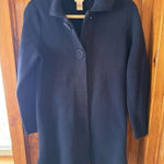 Chico's Navy Blue Long Cardigan Sweater Coat Button Front Classic Knit Photo 0