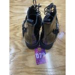 Tod's Women's 6.5 Black Patent Leather Side Zip Lace Up Ankle Strap Combat Boots Photo 1