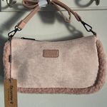 BEARPAW New Suede Shearling Trim Crossbody Pouchette Bag with Detachable Strap Photo 6