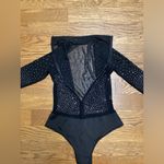 Mesh body suit with mini silver studs. Size Small Black Photo 8