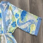 Oscar de la Renta Óscar De la Renta (Pink Label) Blue Robe Satin Floral Size S/M Elegant Photo 3