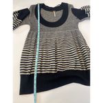 Free People  Black Beige Scoop Neck Striped Sweater Sz M Wool Pullover Photo 11