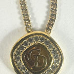 Vintage Christian Dior CD Logo Gold Crystal Pendant Necklace Chain Photo 0
