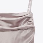 ZARA SATIN LINGERIE STYLE MIDI DRESS Straight Neck Adjustable Thin Straps GRAY XS NEW Photo 9