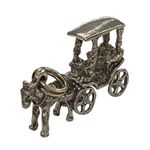Vintage Silver Horse & Carriage Motif Drop Pendant Or Charm Photo 4