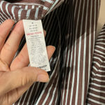 Topshop  Brown Striped Button Down Shirt Sz M Photo 5
