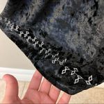 POL  crushed velvet embroidered swing dress, black, mock corset back , sz M Photo 8