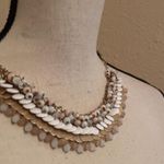 Loft Signed Gold Tone Beaded White Costume Necklace Adjustable Length Ann Taylor Photo 7