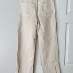 ZARA The 90s Full Length Raw Hem Side Slits Jeans in Cream, Size 6 Photo 9