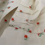 Feather Bone Anthropologie Cream Cherry Print Wide Leg Pants size 0 Photo 7