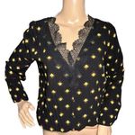 EXPRESS Floral Blouse Long Sleeve V-Neck Top Black Lace Women’s Sz Small Photo 3