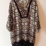 ZARA Brown Semi Sheer Floral Pullover Beach Coverup Size M/L Tassel Hem Photo 0