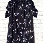 LC Lauren Conrad  Black Floral Dress cold shoulder size M‎ Photo 0