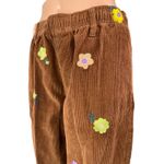 Urban Outfitters Corduroy Floral Embroidered High Rise Straight Trousers Pants M Photo 1