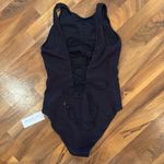 Seafolly ‎ textured black swimsuit lace up shelf bra classic 10 bathing suit Photo 3