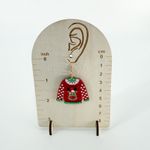 Christmas Reindeer Sweater Earrings, Ugly Holiday Party Earrings, Novelty Red Photo 3