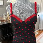 Madden Girl  Black Mesh Mini Dress Red Heart Print Lace Trim Slip Dress Size M Photo 9