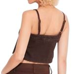 Wild Fable NEW  Denim Crop Top Brown Size Large Boho Adjustable Spaghetti Straps Photo 2