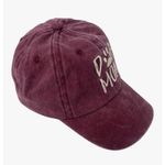 Women's Dog Mom Hat Maroon Embroidered Distressed Cotton Denim Baseball Cap Red Photo 1
