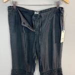 Dylan Linen Pants 8 Black Crochet Straight Leg Pockets Drawstring Womens New NWT Photo 6