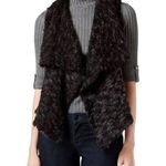 Kensie Black Grey Soft Cozy Textured Open Drape Waterfall Cardigan Vest Size XL Photo 8