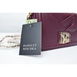 Badgley Mischka NWT Pleated Wine Crossbody Bag Snap Flap Gold Hardware Photo 5