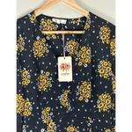 Entro  NWT Black Floral V-Neck Long Sleeve Cottagecore Boho Prairie Dress Photo 1