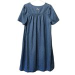 Go Softly Patio Embroidered Floral Denim Mumu Dress Zip Front Pockets Sz Medium Blue Photo 1