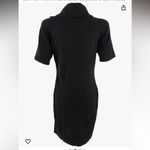 Calvin Klein asymetrical zipper high neck sweater dress, black, pull on Photo 1