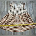 Matilda Jane women’s sleeveless babydoll top brown/ cream with plaid/polkadots Photo 11