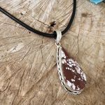 Wild Horse Turquoise 925 Sterling Silver Leather Necklace Native American Brown Photo 2