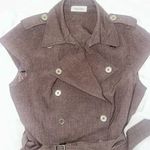 Calvin Klein Sleeveless Trench Dress – Brown Belted Double Breasted A-Line Photo 1