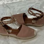 Valentino Garavani  Rockstud Espadrille Sandals Leather Wrap Ankle Poudre Pink 35 Photo 5