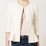 Anthropologie  Elevenses Women's 37AMBPJ766C Size 4 Ivory Francie Peplum Coat EUC Photo 1