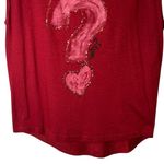 Desigual  Cabernet‎ Red Sleeveless Top Tee Sequins Question Mark Why? Size Large Photo 2