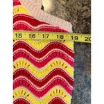 Kaily K NEW Crochet Cap Sleeve Sweater Yellow Pink Chevron Pattern XL Photo 5