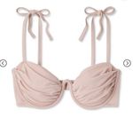 Shade & Shore Women's Shoulder Tie Shirred Underwire Bikini Top - Light Brown Photo 5